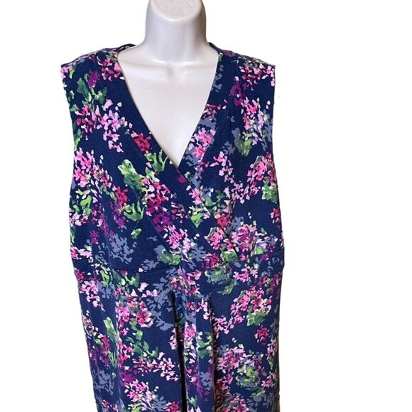 Lands End Long Sleeveless Floral Dress Faux Wrap Around Bodice Plus Size 3X u - Picture 2 of 10